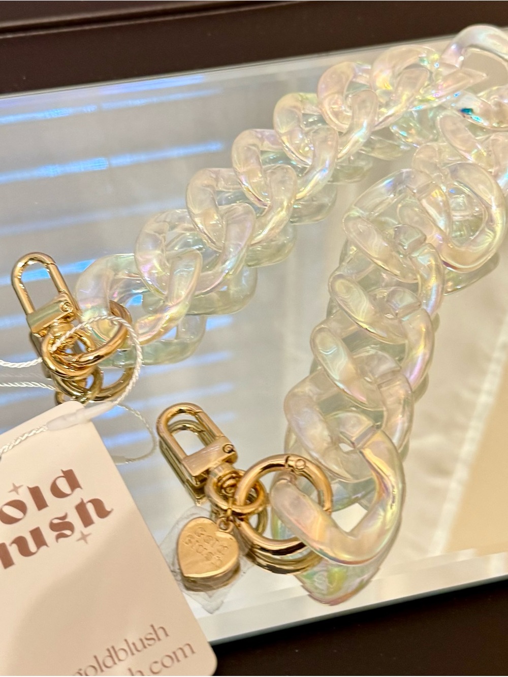Gold Blush Iridescent Bag Chain  with Gold Hardware